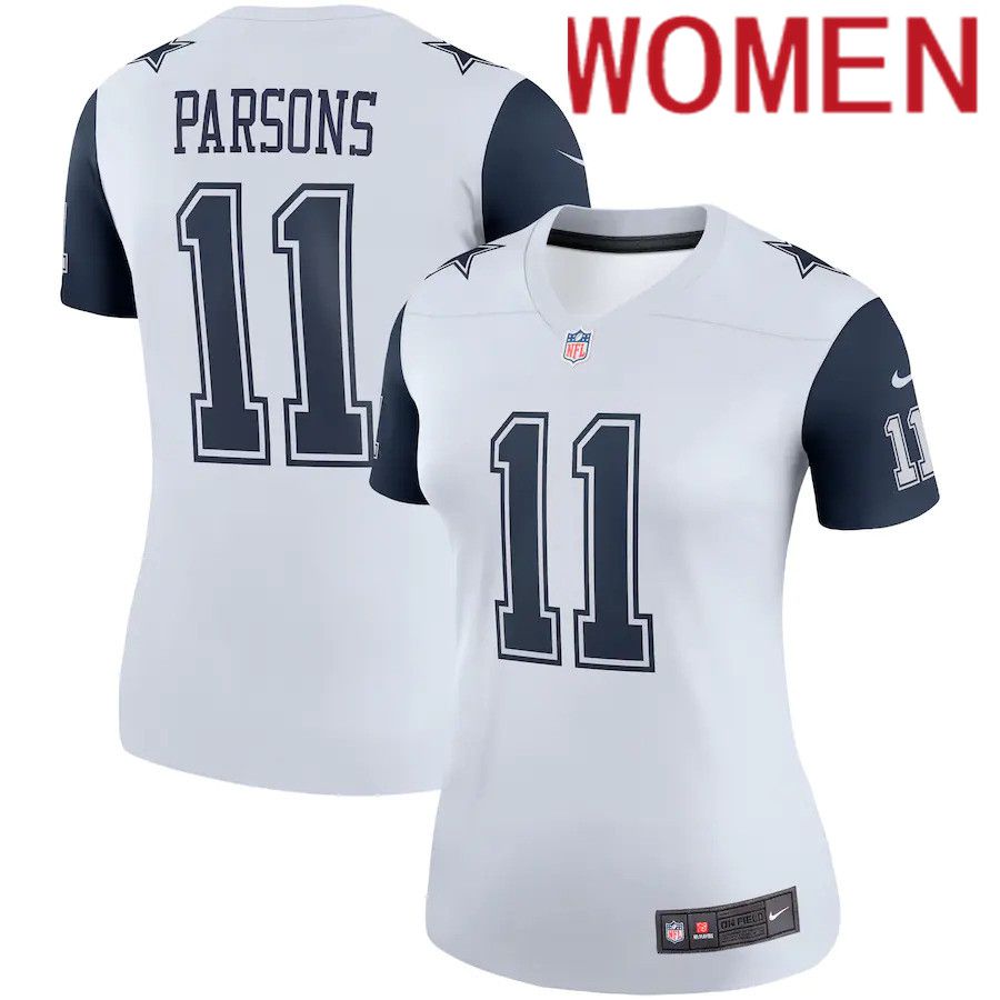 Women Dallas Cowboys 11 Micah Parsons Nike White Alternate Legend NFL Jersey
